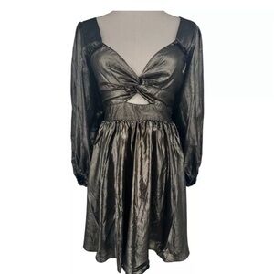 NWT Angie Black Gold‎ Metallic Mini Dress Size Smalll